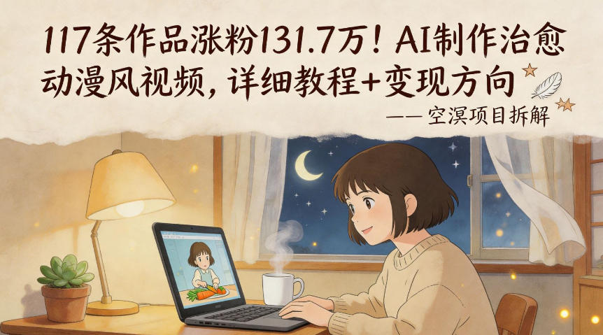 117条作品涨粉131.7W！AI制作治愈动漫风视频，详细教程+变现方向-优创云